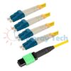 Cordón de parcheo de fibra óptica de fanout Monomodo MTP 8-fibra 30m (98.43pies) OS2 hembra/MTP/APC-4x LC dúplex/UPC 9/125μm LSZH 3.0mm